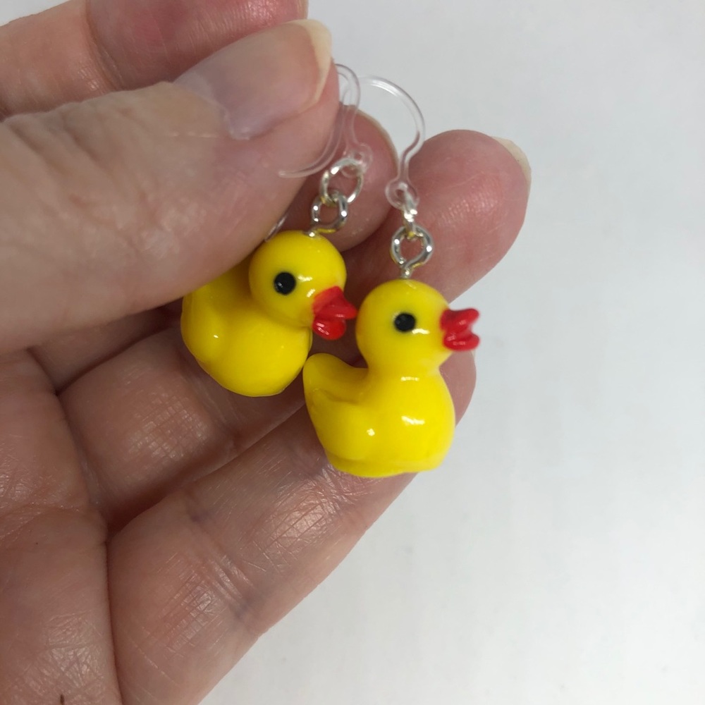 BOGO Plastic Ear Wires Yellow Rubber Duck Earrings
